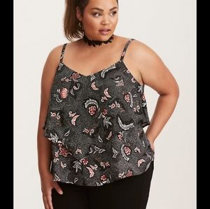 Torrid floral print layered crisscross cami
